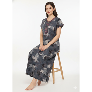 Chemise de nuit longue en spandex tissé pour femme avec poche latérale et tissu respirant - Confortable pour un usage quotidien - Product Image 3