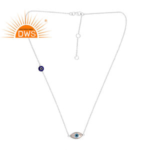 Best Quality Fine Sterling Silver Mother Of Pearl & <b>Blue</b> Resin Gemstone Pendant Necklace Custom Jewelry Manufacturer - Product Image 1