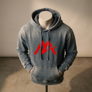 <b>Men's</b> <b>Grey</b> Graphic Pullover Hoodie <b>Fleece</b> Sweatshirt Streetwear Fashion Casual Hooded Top Custom Wholesale OEM ODM Apparel Heavy - Product Image 4