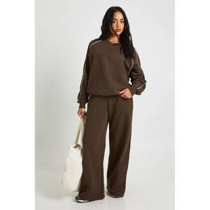 Ensemble survêtement unisexe streetwear personnalisé, uni, délavé à l'acide, logo frontal, respirant, 2 pièces, 100% coton, poids lourd, taille plus - Product Image 1