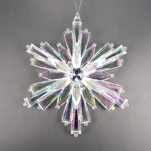 圣诞新年冬季装饰透明无色电镀亚克力雪花配珠宝饰品