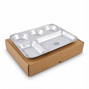 Assiettes de séparation en acier en gros pour la salle à manger à domicile, restaurant, 5 en 1, assiettes compartimentées en acier inoxydable - Product Image 1