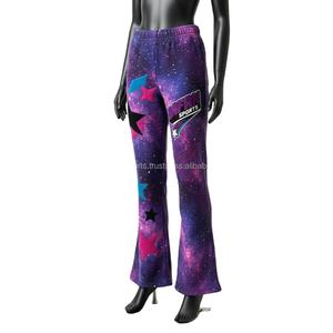 Pantalon évasé pour femme en polyester spandex premium 270 g/m², imprimé galaxie sur toute la surface, tissu extensible lisse, logo personnalisé, pantalon évasé pour femme - Product Image 4