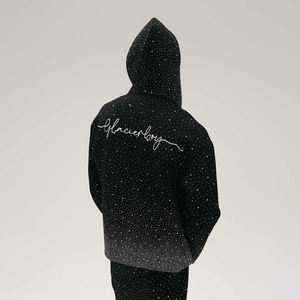 Custom Baggy Boxy Heavyweight 500 GSM Rhinestone Sudadera con capucha y pantalones para correr Chándal de gran tamaño Fabricante de chándal para hombres - Product Image 4