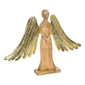 Base en bois Belle fonte d'aluminium Table Top Angel Top Qualité Meilleure vente Golden Shiny Angel - Product Image 5