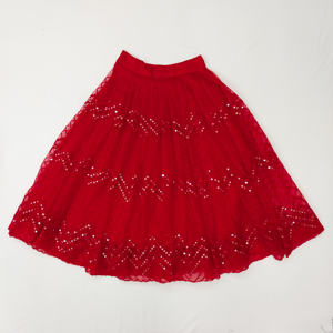Conjunto de Lehenga Choli Rojo de Moda Shoryam para Niñas, con Lentejuelas en Forma de Zigzag, Blusa Blanca con Volantes, Largo hasta el Suelo, para Fiestas en Todas las Temporadas - Product Image 3