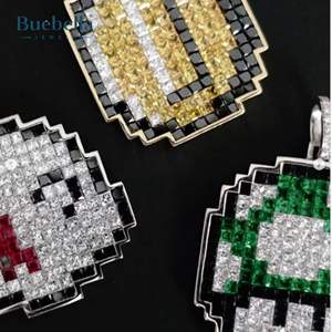 Gran oferta impresionante 925 Plata Hip Hop Moissanite Iced out Mine-Craft personaje colgante personalizado - Product Image 3