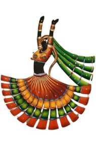 Rajasthani Iron Village Dancing Girl Wall Art Decorativo Showpiece para Home Office Living Room Decor - Product Image 2