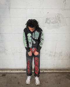 ชุดเสื้อสเวตเตอร์และกางเกงแนวสตรีทพิมพ์ลายตัวอักษรโลโก้ตามสั่งมีเชือกรูดแฟชั่นสำหรับผู้ชาย - Product Image 4