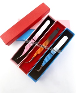 Botte en gros Volume différent Double couleur revêtement en poudre Isolation Silver Tip Curved Eyelash Extension Tweezers Beauty Tools - Product Image 6