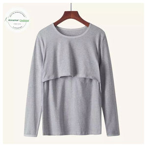 T-shirt d'allaitement en tissu doux pour maman, 95% coton, 5% spandex, certifié GOTS, personnalisable, robe d'allaitement provenant de l'inde - Product Image 1