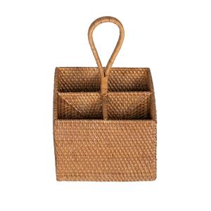 Cesta cuadrada de mimbre y ratán ecológica, tejida a mano, con asa, solución de almacenamiento artesanal para pedidos al por mayor. - Product Image 5