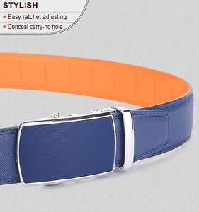 Ceintures en cuir véritable de haute qualité avec boucle à cliquet Nouvelles ceintures élégantes OEM pour hommes aux prix de gros Logo personnalisé - Product Image 2