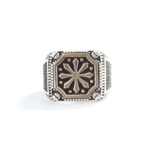 925 Sterling Silver Men's <b>Ring</b> with Square Snowflake Motif 14.31g 1.7cm for Gift Occasions - Product Image 4