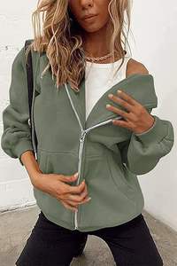 Sweats à capuche pour femmes de haute qualité à manches longues et fermeture éclair intégrale - Product Image 4