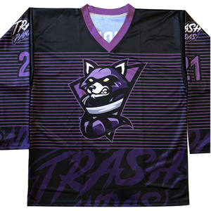 Jersey de hockey sobre hielo de cuello en V hecho a medida de alta calidad al por mayor Gran oferta Sarga de aparejos sublimada profesional con logotipo personalizado - Product Image 3