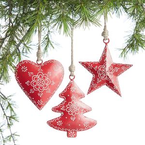 Christmas <b>Tree</b> Hanging Decoration Set of 3 Metal Start <b>Tree</b> and Heart Shaped Red Painting design - Product Image 6