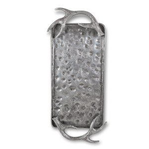 Venta caliente bandeja martillada decorativa Rectangular de aluminio con asas de astas decoración de mesa de Navidad o todos los días - Product Image 6