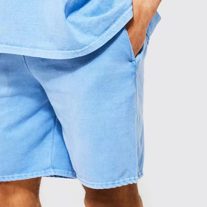 Conjunto de camisa y pantalones cortos informales para hombre de 100% algodón de manga corta con logotipo personalizado estilo French Terry - Product Image 3