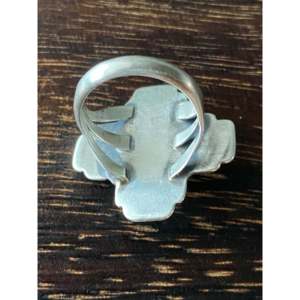 Navajo Made Kingman <b>Turquoise</b> Sterling Silver Zia <b>Ring</b> Bezel Set Inlay Rose <b>Gold</b> & <b>Gold</b> Plated Brass Gift Ready - Product Image 5
