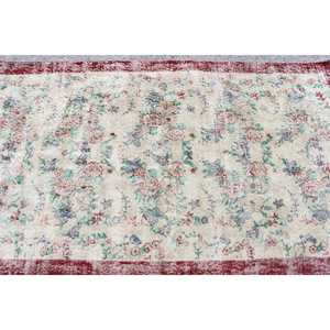 Tapis turc 3,7x6,6 pieds, tapis en laine rouge à imprimé animalier - Product Image 5
