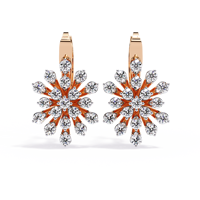 Boucles d'oreilles à fermoir Starburst Triple Diamant Taillé en laboratoire Or massif 14K CVD/HPHT Perçées au laser Classiques pour femme Certifiées IGI