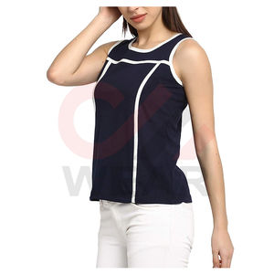 Nueva llegada cómodo transpirable Mujer XS cuello redondo Camiseta sin mangas ligera servicio OEM para uso en el gimnasio - Product Image 3