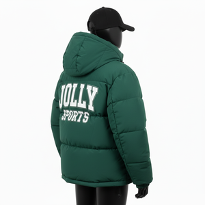 Veste matelassée pour femme, tissu en polyester, design à panneaux matelassés verts, logo brodé personnalisé, veste matelassée pour femme - Product Image 5