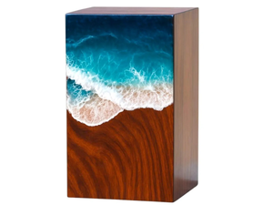 Handmade Ocean Wave Wooden Cremation Urn Resin Art <b>Memorial</b> Box <b>Keepsake</b> Box Cremation urns For Adult Ashes - Product Image 5