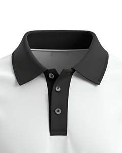 Polo de manga corta para hombre, con cuello en contraste blanco y negro, tejido de algodón transpirable, corte ajustado, estilo casual, con botones. - Product Image 5