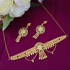 Fabricante indio chapado en oro de alta calidad, joyería nupcial, gargantilla de boda, collar, pendiente colgante, conjunto de joyería india para mujer - Product Image 2