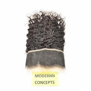 Cuticule non traitée alignée naturelle soyeuse 13*4 HD frontale ondulée couleur noire vierge brute indienne Temple Extensions de cheveux humains - Product Image 1