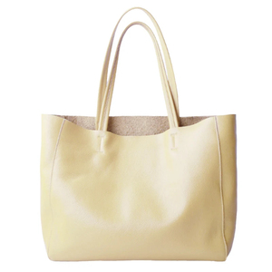 Sac fourre-tout en cuir véritable, couleur unie, ouverture supérieure, style minimaliste, sac à main pour femme, usage quotidien, toutes saisons - Product Image 3
