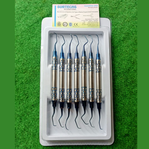 Lot de 7 Curettes Dentaires Surtechs Gracey Bleues Revêtues, Instruments Chirurgicaux Manuels Certifiés CE, Vente en Gros - Product Image 1