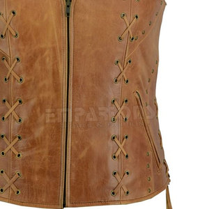 Chaleco de cuero para motocicleta para mujer, diseño personalizado, venta al por mayor - Product Image 5