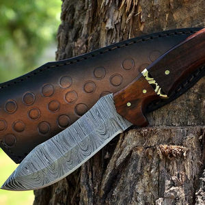 มีดสกินเนอร์ดามัสกัสทำด้วยมือพร้อมปลอกหนังสไตล์ใหม่สำหรับการล่าคาวบอยและการตั้งแคมป์ - Product Image 1