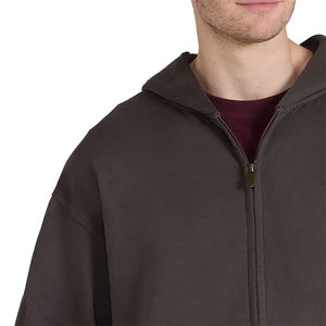 Sweats à capuche à manches longues pour hommes de haute qualité chaud hiver coton Polyester fermeture éclair épaule tombante sweats à capuche pour hommes adultes - Product Image 6