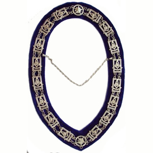 Maçonnique Regalia Bleu Lodge Officier Chaîne Collier Or sur Bleu Support à des Prix Abordables à Vendre - Product Image 1