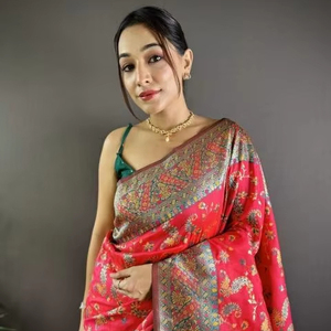 MALHAR MOHINI SEDA PASHMINA SAREE MERCADO AL POR MAYOR TENDENCIAS - Product Image 1