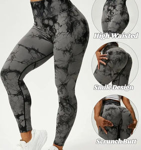 2024 LOGO personalizado sin costuras Tie Dye Yoga leggings Mármol Fitness & Yoga wear Scrunch Butt Leggings para mujeres por huzaifa productos - Product Image 4