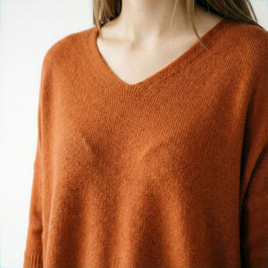 Winter Casual Loose-fitting Batwing Sweater with Fringed V-neck - Product Image 3