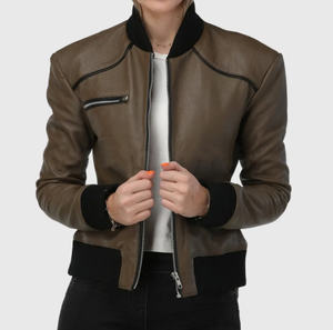 Chaquetas de cuero real de moda para mujer con nuevo diseño, ajuste ajustable y estilo de cremallera Chaquetas de cuero para mujer - Product Image 1