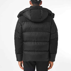 Latest Winter Collection Men's <b>Stand</b> Collar Puffer Jacket Front Logo Solid Pattern and Plain Dyed Price - Product Image 5