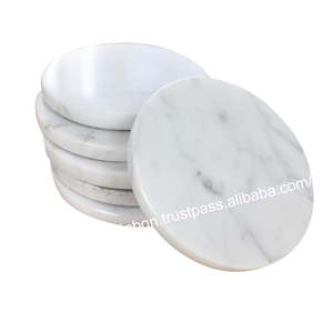 Posavasos de mármol blanco hechos a mano de alta calidad, juego de posavasos de piedra de mármol natural blanco - Product Image 2