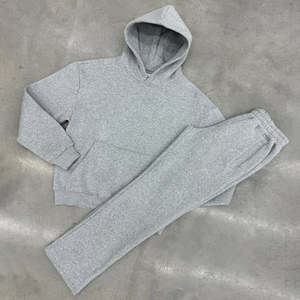 2025 nueva venta al por mayor de invierno de los hombres ligeros de algodón sólido con capucha de 2 piezas conjunto de chándal pantalones de chándal y Sudadera con capucha personalizable - Product Image 2