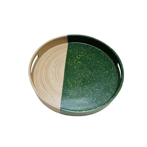 Bandeja de servicio redonda de bambú hilado Natural de nuevo diseño, bandejas de almacenamiento de boda de Vietnam hechas a mano al por mayor - Product Image 1