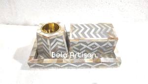 ชุดเตาเชฟรอนบาคูร์สีเขียวมรกตพร้อมแม่ของไข่มุกอินเดียธูปหอมที่เป็นมิตรกับสิ่งแวดล้อม - Product Image 2