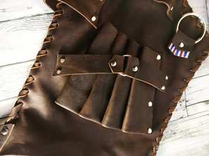 Customized High Quality Waist Hair Stylist Scissors Holder <b>Barber</b> Hairdressing Tool Genuine Leather Belt LBB-0022 - Product Image 3