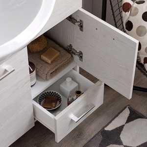 Meuble de salle de bain en chêne blanc de 105 cm avec miroir et lampe Ravenna, ensembles de salle de bain élégants - Product Image 4