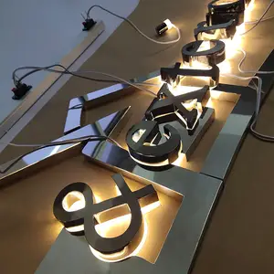 Logo papan tanda bisnis eksterior lampu latar luar ruangan Logo dinding papan reklame bisnis Led tanda kustom huruf 3D